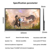 Écran d'extension pour ordinateur portable 14 "Écran secondaire de jeu Moniteur portable