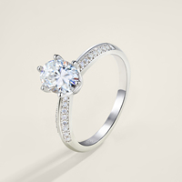 Bague en argent sterling S925 avec moissanite taille ovale, six griffes latérales, 6x8mm, bijoux pour femme