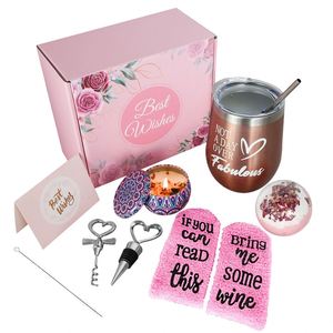 <b>Birthday</b> Wedding <b>Gifts</b> Set Spa <b>Gift</b> <b>Box</b> Basket for Women Mon Friends Includes Wine Tumblers Socks Bath Comb Scented Candles - Product Image 1