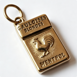 Gauloises Blondes - Etiqueta de recuerdo rectangular de latón chapado en oro con grabado de gallo y mentol - Product Image 5