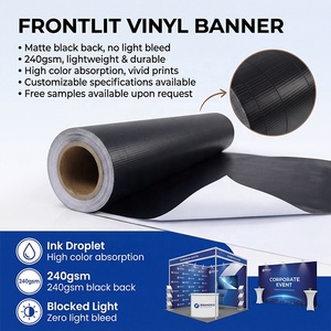 Rouleau de vinyle PVC Frontlit <span class=keywords><strong>pour</strong></span> bannière publicitaire, 240 g/m², dos noir mat, <span class=keywords><strong>pour</strong></span> impression de toile de fond de salon professionnel, haute absorption des couleurs - Product Image 1