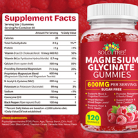 Gummies Solotree pour enfants sans sucre à absorption élevée de glycinate de magnésium et L-thréonate pour la relaxation, le soulagement du stress et le sommeil