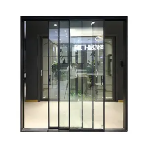 Pintu Silding kaca ganda aluminium, Lift eksterior Modern dan pintu geser disesuaikan mewah