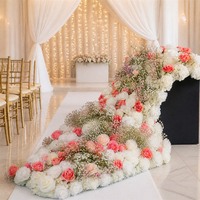 Boules de fleurs artificielles en soie de luxe Floson, centres de table blancs, roses et gypsophiles, 50-80 cm, pour décoration de mariage et de Noël