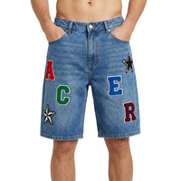 Shorts en jean brodés vintage personnalisés avec logo OEM XUCHANG, 100 % coton, délavage clair, respirants, décontractés pour homme, été