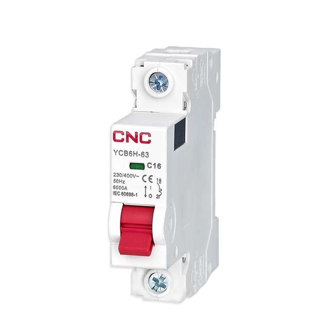 YCB6H-63 Mcb Ac 63a Mcb 1p 2p 3p 4p Mcb Miniature Circuit Breakers with Contact Indication Window