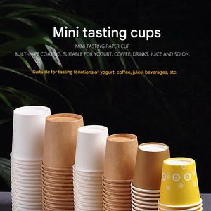 Gobelets en papier kraft blanc miniatures personnalisés avec logo imprimé, échantillons de 1,5 oz (30 ml), 2,5 oz (50 ml), 3 oz (80 ml), 4 oz (100 ml) - Product Image 3