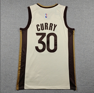 Camiseta Deportiva Bordada de los Golden State Warriors Edición Ciudad en Color Crema, Regalo en Oferta - Product Image 1