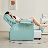 Fauteuil de pédicure électrique de luxe moderne pour salon de manucure, bleu sarcelle, réglable en hauteur, inclinable à plat, avec spa pour les pieds à remous