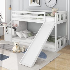 Venta al por mayor de almacenamiento de muebles de dormitorio doble para niños litera de madera con tobogán - Product Image 2