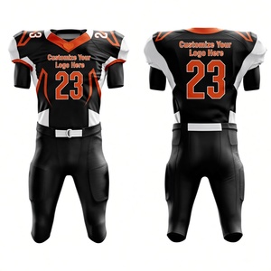 Pantalon de football noir rembourré pour homme avec imprimé géométrique orange, taille élastique ajustée, toutes saisons, vêtements de football américain - Product Image 1