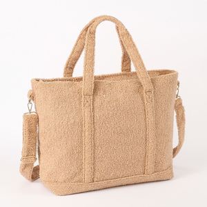 High Quality Custom DIY Winter Fashion Teddy Embroidery Letter Tote Handbags <b>Large</b> Capacity Waterproof Portable Shopping Bags - Product Image 2