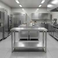 Table de travail en acier inoxydable sur mesure avec étagère inférieure pour équipement de cuisine d'hôtel