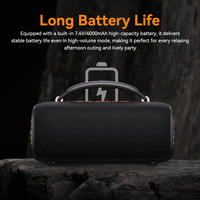 Speaker Subwoofer Nirkabel TWS Portabel 50W, Lampu Warna-warni Ganda, Baterai Tahan Lama untuk Luar Ruangan & Rumah