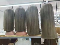 Peluca de Cabello Humano Vietnamita con Frente de Encaje 13*4, Color T1B/Gris Ceniza, Sin Pegamento, Doble Trama, 250% de Densidad