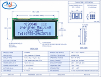 Module d'affichage LCD matriciel à points 20x4 caractères 2004, type COB, tension de fonctionnement 3.3V-5V, direction de visualisation à 6/12 heures