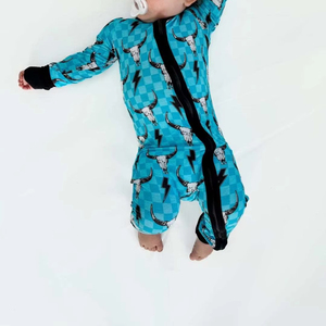 Ropa de bebé personalizada de manga larga con cremallera doble personalizada ropa de niños personalizada de bambú Zippy - Product Image 2