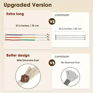 Juguetes interactivos para gatos: juguetes de cuerda de algodón para molares, juguete de hierba plateada para estimular a los gatos, juguete para limpiar la boca, accesorios para el juego de gatitos y mascotas. - Product Image 5