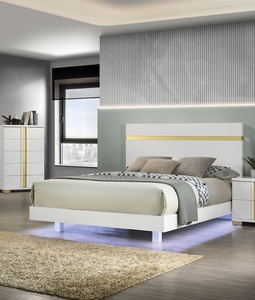 White 1pc Queen Size Adjustable Soft <b>Bed</b> Underbed LED Modern Bedroom Furniture Acrylic Trim Mattress Ready Storage Bedframe - Product Image 6
