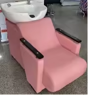 Sillón de Peluquería Moderno de Acero Inoxidable con Lavacabezas Negro para Salón de Belleza y Barbería, Material Metálico Resistente - Product Image 3