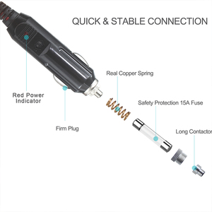 ปลั๊กต่อเติมช่องจุดบุหรี่ในรถยนต์ 12V/24V พร้อมระบบป้องกันความปลอดภัย แบบเสียบใช้งานได้ทันที <span class=keywords><strong>สาย</strong></span>ต่อพ่วงสำหรับชาร์จในรถยนต์ 15A - Product Image 6
