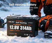 Batterie LiFePO4 Enlzh 12,8 V 314 Ah avec fonction auto-chauffante, batterie lithium à décharge profonde pour système solaire, camping-car, bateau, stockage