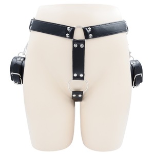 Men's Sexy Underwear Black <b>Leather</b> Bondage <b>Harness</b> With Wrist Cuffs For Passionate Domination Role Play Toys - Product Image 2