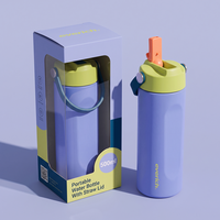 Nouvelle gourde isotherme sport en acier inoxydable de 500 ml, personnalisable avec logo ODM, colorée, réutilisable, pour le sport, la gym et les activités de plein air, avec paille intégrée.