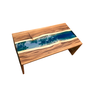 Mesa de madera maciza OEM de Vietnam con resina epoxi, muebles hechos a mano de estilo río personalizados para importadores globales - Product Image 1
