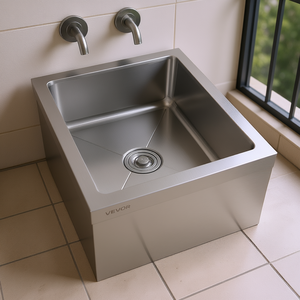 Évier en acier inoxydable Vevor 22 x 19 x 12, montage mural, drainage, balcon, salle de bain, utilisation au sol - Product Image 2