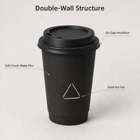 Gobelet en papier à double paroi jetable, revêtement PE, gobelet à café biodégradable, logo personnalisé, gobelet à emporter pour boissons chaudes