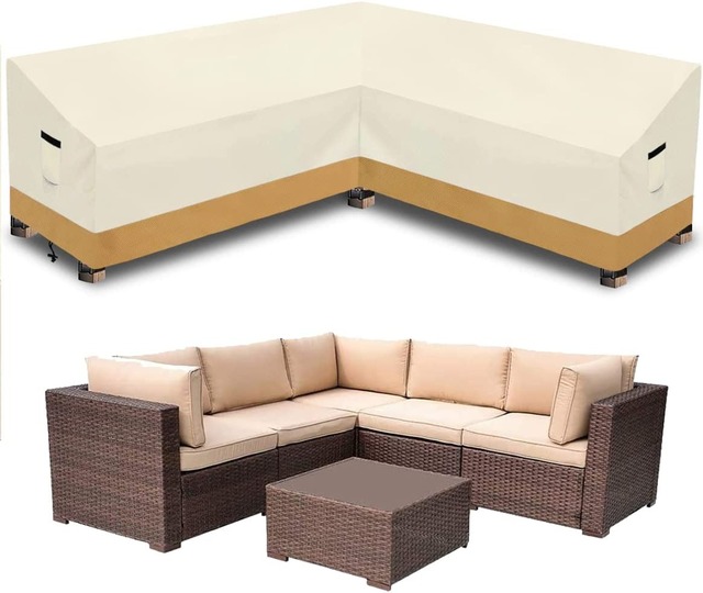 Factory Price Garden Furniture Cover  Waterproof V Shape Corner Sofa Cover Outdoor Dust-Proof Anti-UV