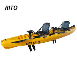 Plastica sit on top ocean boat tandem de pesca con pinna drive doppio sport 2 persona pedal kayak per la vendita
