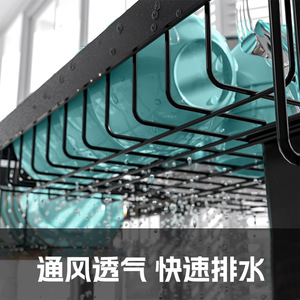 ชั้นวางจานแบบมีช่องเก็บของสำหรับวางบนเคาน์เตอร์ครัว พับเก็บได้อเนกประสงค์ แห้งเร็ว ขนาด L สีดำ - Product Image 5