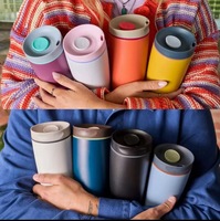 Offre spéciale Tasse à café en acier inoxydable à double paroi de 12oz 16oz Flacon à vide de qualité alimentaire avec couvercle étanche Tasse à eau avec logo personnalisé