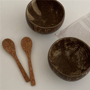 Pabrik harga baik grosir 100% alami ramah lingkungan Coco mangkuk kelapa kerang dengan sendok Set Untuk keluarga - Product Image 5