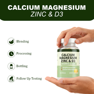 <span class=keywords><strong>Calcium</strong></span> Magnésium Zinc Vitamine D3 600UI Santé osseuse adulte Absorption du <span class=keywords><strong>calcium</strong></span> 60 capsules/flacon |   Vente en gros directe d'usine OEM - Product Image 4
