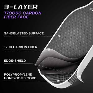 Raquette de pickleball sans bordure en fibre de carbone T700 de 16 mm, approuvée USAPA, avec logo personnalisé, pour puissance et contrôle, intérieur et extérieur - Product Image 3