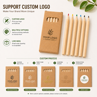 Ensemble de 6 crayons de couleur miniatures dans une boîte en papier kraft, crayons de couleur en bois non toxiques pour enfants, idéal pour les écoles et les voyages