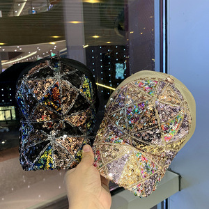 Casquette de baseball en maille à sequins pour femme, version coréenne, tendance <span class=keywords><strong>voyage</strong></span>, polyvalente, visière de protection solaire respirante - Product Image 4