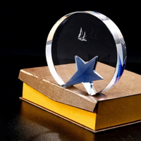 Trophée en cristal poli à cinq branches Dream Star, étanche, gravé au laser, médaille de retraite pour employé, plaque créative pour distributeur