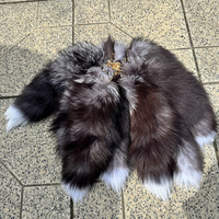 Porte-clés en fourrure de renard argenté naturel, grande commande, fourrure chic Y2K 2026, magnifique accessoire, longueur 40 cm, pour clés de voiture pour femmes