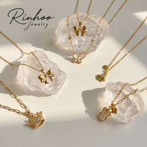 Collar RINHOO de Acero Inoxidable 316L, Chapado en Oro de 18K, con Colgante de Mariposa, <span class=keywords><strong>Luna</strong></span> y Corazón con Circonitas, para Mujer, Regalo, Joyería, Accesorios - Product Image 1