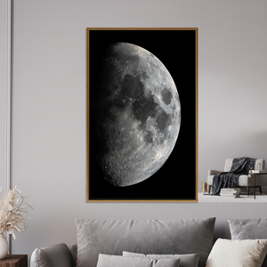 Half Moon Canvas Print: Lunar Surface Astronomy Wall Art,GOLD <b>FRAMED</b> CANVAS - Product Image 3