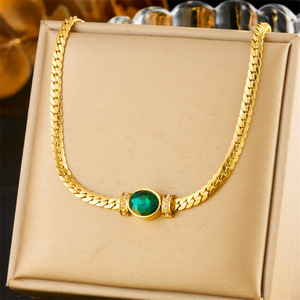 Vintage Emerald Oval <b>Bracelet</b> <b>Set</b> Gold Tone Crystal Rhinestone Woven Chain Women's Jewelry Everyday Wear - Product Image 2