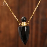 Mode nouvelle bouteille de parfum pendentif couleur pierre collier tempérament Texture femmes cadeaux bijoux pendentifs en acier inoxydable