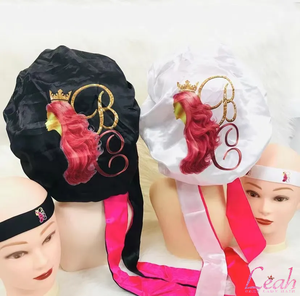 Gorro de satén sedoso Reversible de doble capa Gorro de dormir de pelo rizado con lazos ajustables para peinar - Product Image 3