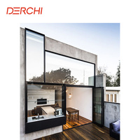 DERCHI USA Custom Villa Imagen panorámica Ventanas Hurricane Impact Vista grande Ahorre energía Ventanas abatibles de vidrio fijo de aluminio