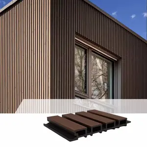 BAIJIN Hot Selling Exterior Co extrusion Wood Plastic Composite Slatted Wall Cladding Outdoor WPC Fluted Wall Panels