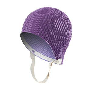 Bonnet de bain bulle avec sangle de menton réglable, style rétro pour <span class=keywords><strong>piscine</strong></span> et plage, en <span class=keywords><strong>caoutchouc</strong></span> durable, écologique - Product Image 2